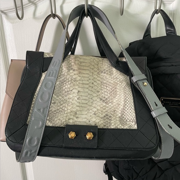 Marc by Marc Jacobs python and black lamb leather satchel shoulder bag. - Picture 6 of 10